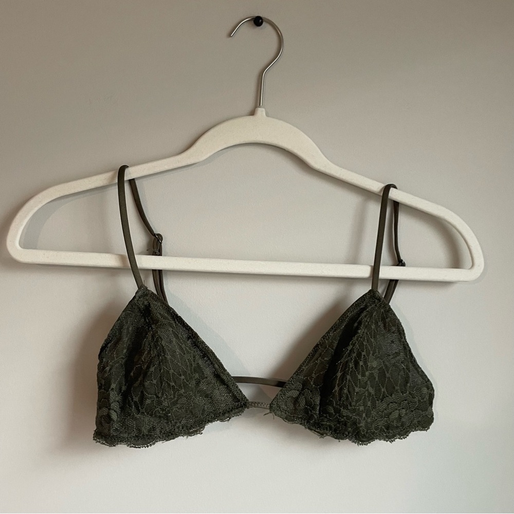 Free People Women’s Green Lace Triangle Bralette Size Small